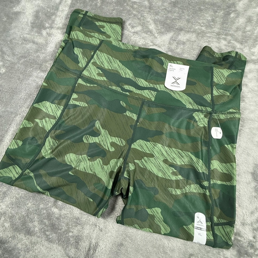NWT Xersion Women's Quick-Dri 7/8 Ankle Leggings XL Midnight Green Camo